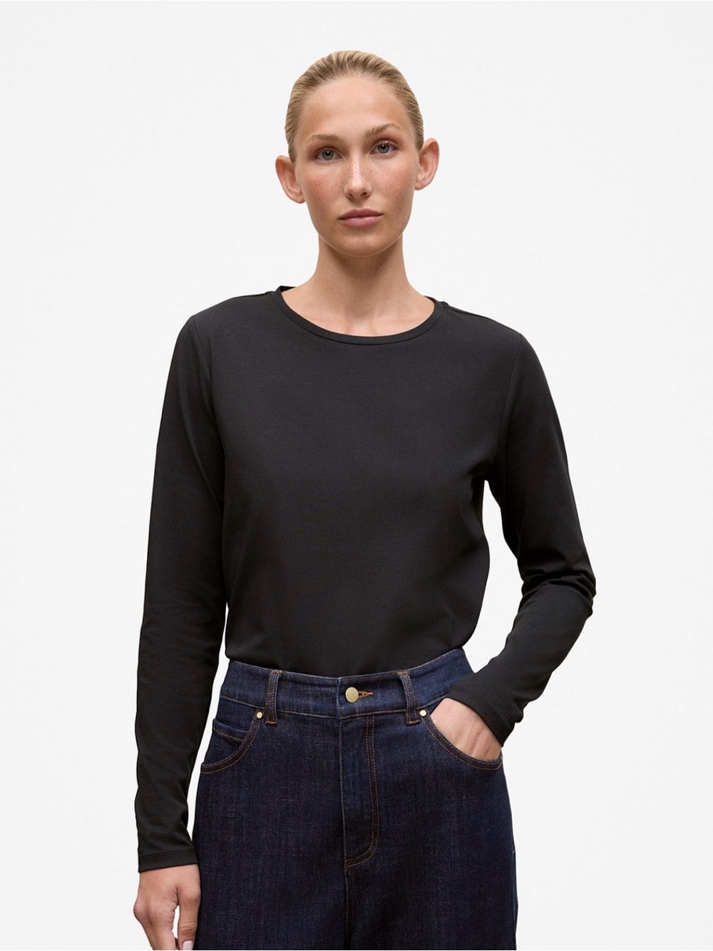 David Jones Black Long Sleeve‎ Essential Layering Tee L